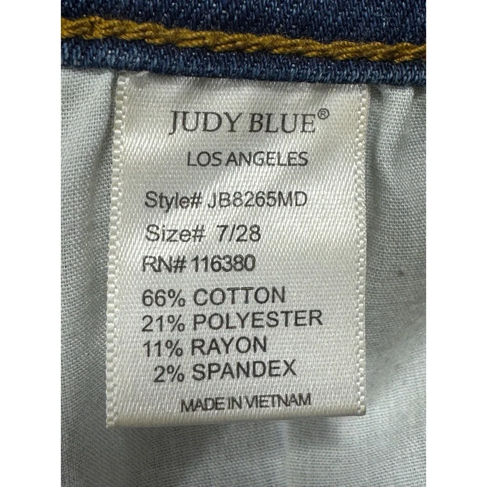 Judy Blue Womens Skinny Distressed Leopard Patch Blue Jeans 7/28 Meas: 29x28.5